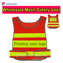Benutzerdefinierte Logo Polyester Mesh Sicherheitswesten ärmellose rote Weste Workwear